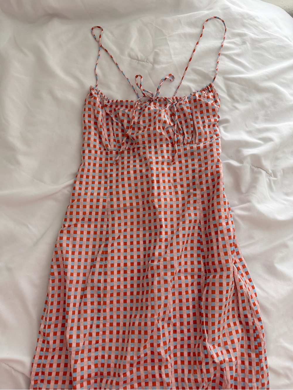 VRG GRL Gingham Midi Dress with Tie Straps - Picture 2 of 3